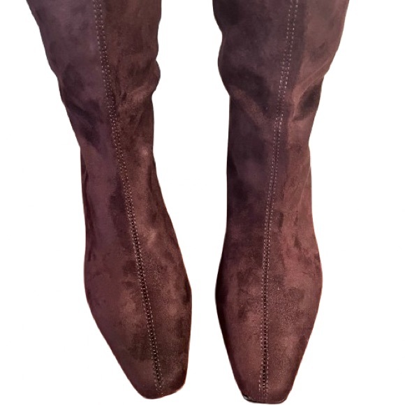 NWT- Banana Republic Chocolate Vegan Suede Tall Slouch Boot - Picture 4 of 9
